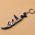Customized Arabic and English name charm- navy & ivory, personalized with your chosen name in an elegant bilingual design, perfect for adding a unique personal touch to your accessories or as a thoughtful gift.
